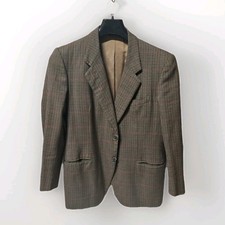 Giacca Vintage A Quadretti In Lana Taglia L Color Marrone 