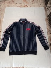 Felpa con zip blu a righe