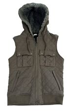 $998 Paolo Pecora giacca trapuntata uomo gilet con cappuccio zip verde oliva Italia Small