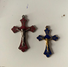 VINTAGE: LOTTO DI 2 CROCI IN METALLO E SMALTI NON MARCATE