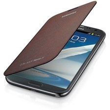 Samsung Flip Custodia Cover Premium per Galaxy Note 2 N7100 - Ambra Marrone