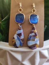 orecchini fatti a mano Con Fimo E Resina E Componenti In Occhio Di Gatto. 