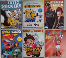 lotto 6 libri stickers colora Kung Fu Panda, Minions, Dragon trainer, Yo-Kai