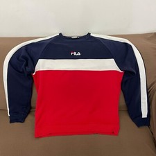 Felpa blu rossa e bianca Fila Taglia XL Uomo Sportiva Buone Condizioni
