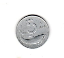 moneta 5 lire 1954 delfino