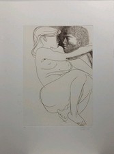 Emilio Greco Acquaforte cm 49,5 x 34 su Carta Ninfa e Fauno n.3 anno 1990 10/90