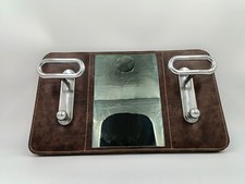Piccolo Appendiabito in Pelle Acciaio con Specchio Modernariato Vintage Anni 70
