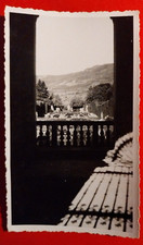 PHOTO FOTO  BALCONE PANORAMA GIARDINO CON FIORI E STATUE 1940 C.  ( F 15 / N°0 )