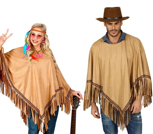 Poncho effetto scamosciato