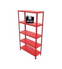 SCAFFALE 5 RIPIANI IN METALLO "ETTORE" ROSSO PORTATA 400 KG 100x40x187 CM
