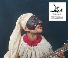 Pulcinella suonatore  Cm 35  vestito Napoletana Stile 700' pastori krippen crib 