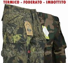 Pantaloni tasconi militare vegetato mimetico cotone foderato tipo cargo Caccia 
