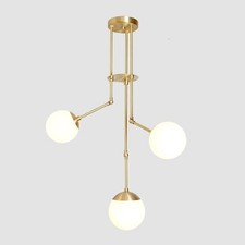 Lampadario a 3 globi in ottone
