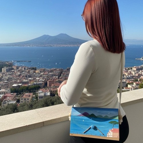 Borsa legno dipinta mano - borsa,