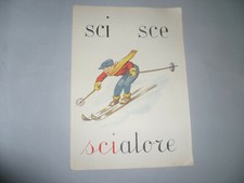 Abecedario a Parete VINTAGE SCUOLA Elementare lettera Sci Sce sciatore