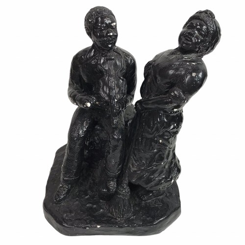 Statua scultura gesso nero