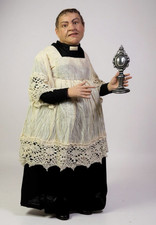 Figura Sacrestano prete 33Cm scena arte Presepiale Presepe Napoletano incensiere