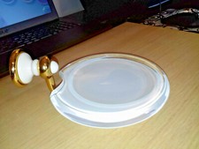 ARTE LINEA SERIE CIPRIA PORTASAPONE PORTA SAPONE VETRO BIANCO ORO VINTAGE BAGNO