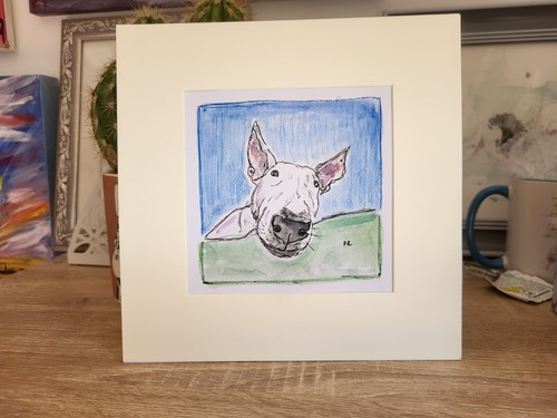 Bull terrier inglese dipinto - dipinto, a