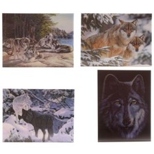 Quadro in legno da appendere con immagine 3D del Lupo 0JU6