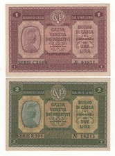 LOTTO X2  1  2  LIRE BUONO DI CASSA VENETA DECR 02/01/1918