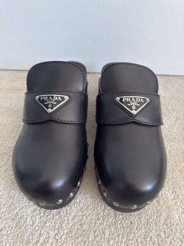 Zoccoli prada pelle neri - zoccoli,