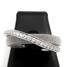 Anello in oro bianco massiccio 18k con diamanti naturali 0,25ct vintage usato