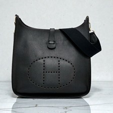 Borsa a tracolla HERMES Evelyne 1 GM Taurillon Clemence pelle nera/nero