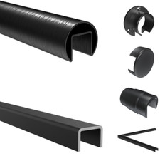 Profilo Tubo In Alluminio NERO Tondo Quadrato Maniglia In Vetro BLACK