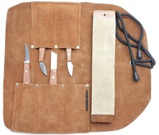 Beber BEBKIT2 Set di 4 pezzi per intaglio trucioli con corda in pelle in rotolo di attrezzi in pelle