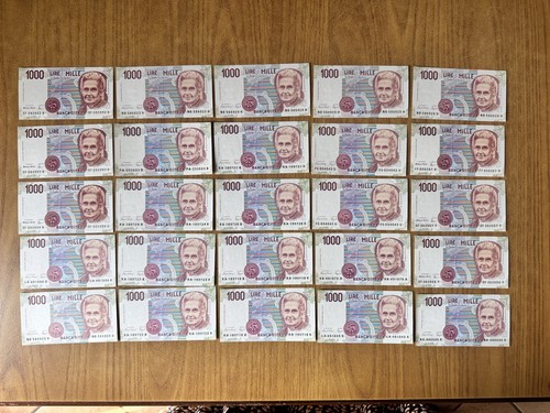 Lotto banconote lire - 25, 1000