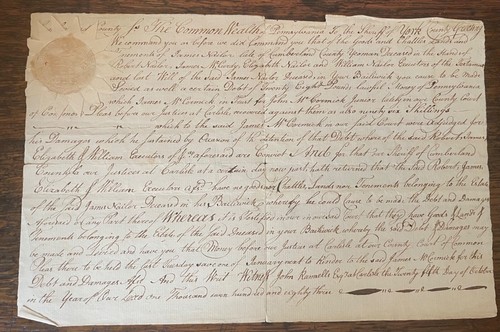 1783 pennsylvania manoscritto - 1783,