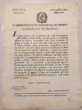 158 Manifesto Viterbo 1798 Proibizione acquistare pane dal forno per rivenderlo