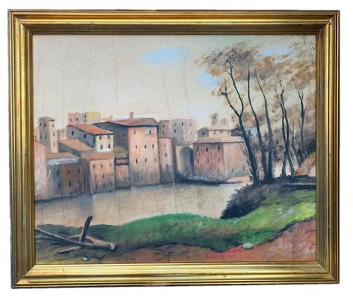 Dipinto olio cartone telato - su,