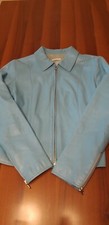 Giubbotto donna in pelle color turchese primaverile Tg. 44