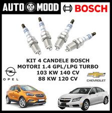 4 CANDELE BOSCH 0242240707 Corsa Insignia Meriva Mokka Zafira Cruze 1.4 LPG GPL
