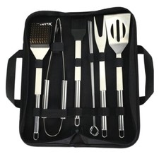 SET 10 UTENSILI BARBECUE ATTREZZI GRILL IN ACCIAIO INOX KIT PER GRIGLIA