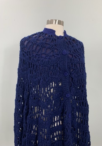 Poncho maglia blu navy - poncho,