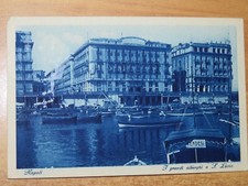 vecchia cartolina epoca fascista NAPOLI I GRANDI ALBERGHI A SANTA LUCIA 1932 di