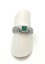 Anello con smeraldo naturale e diamanti in oro bianco 18 kt. marca Giollaro