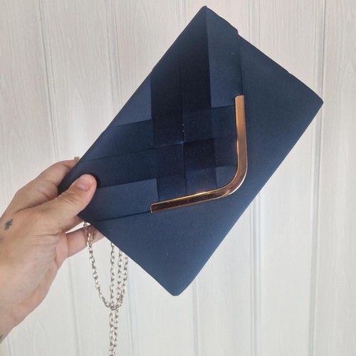Pochette busta raso marina