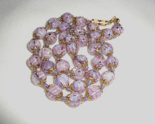 collana vintage in vetro di MURANO originale murrina  rosa-lilla