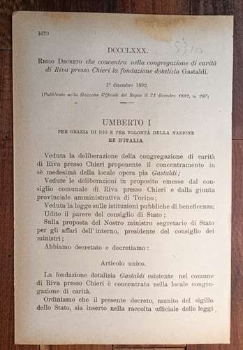 Riva chieri 1892 regio - c/o,