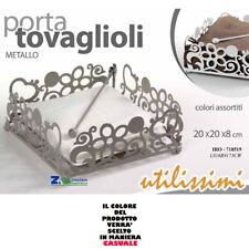 PORTATOVAGLIOLI ELEGANTE IN METALLO DA TAVOLA QUADRATO Cm 20X20X8 COLORI ASSOR.