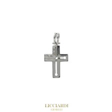 Ciondolo uomo croce oro bianco 18kt e diamanti