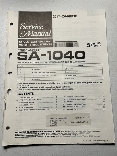 Pioneer 1040 amplificatore - sa-1040,