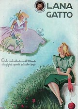 PUBBLICITA' 1941 LANA GATTO FILATURA DI TOLLEGNO FATINA  MODA MAGLIA GOMITOLO 