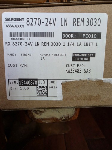 Sargent 8270 24v rem 3030 - ln,
