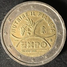 Moneta 2 Euro € 2015 Milano Nutrire il Pianeta circolata rara da collezione EXPO