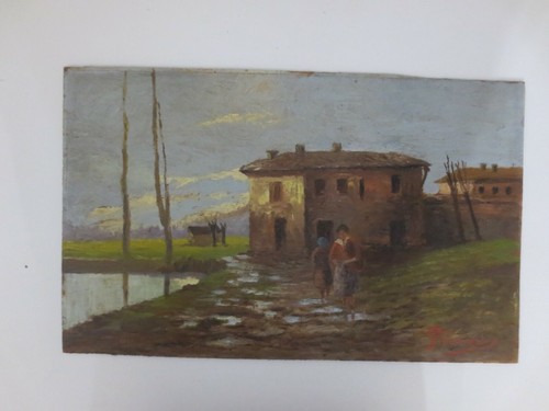Dipinto olio compensato - olio,